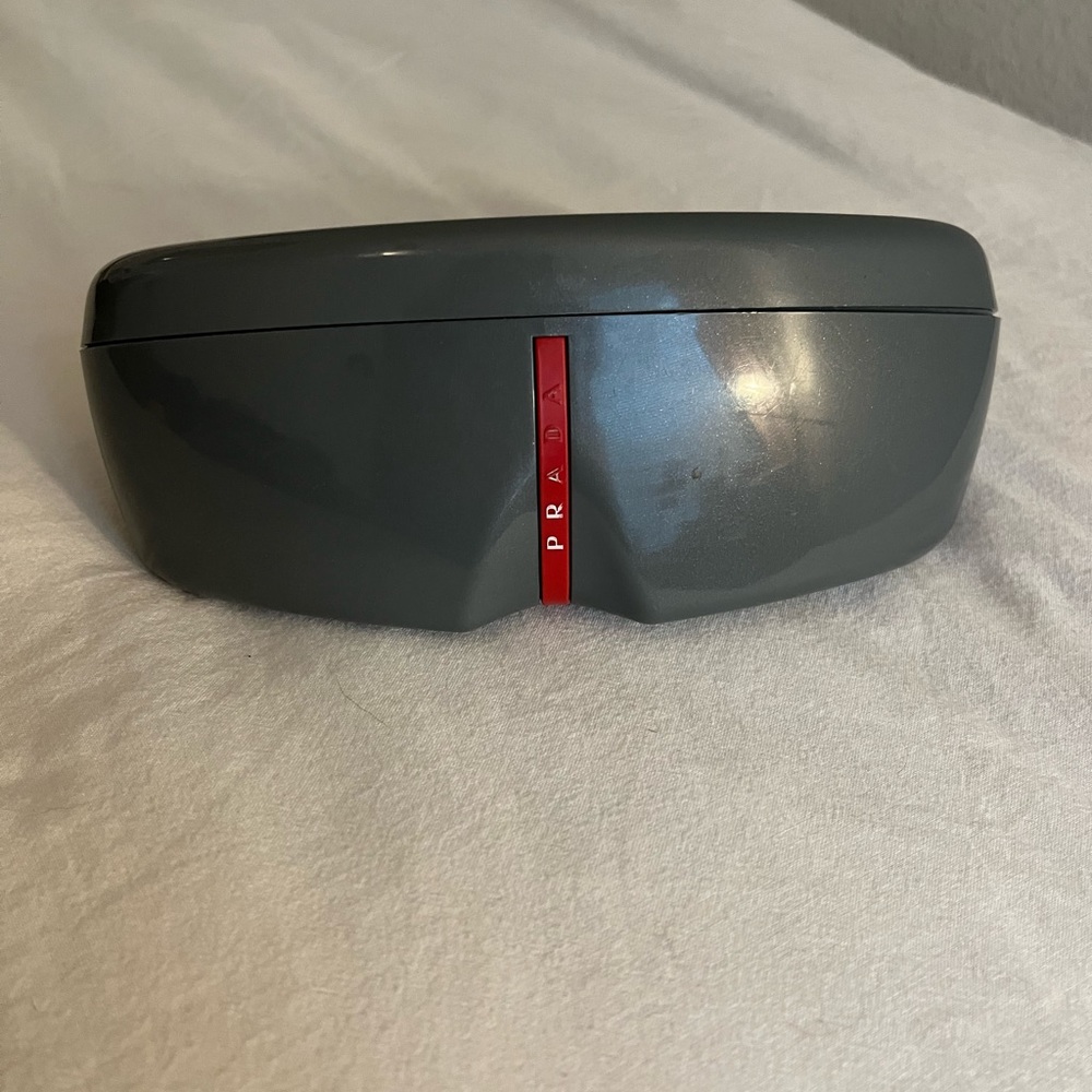 Grey Prada sunglasses case